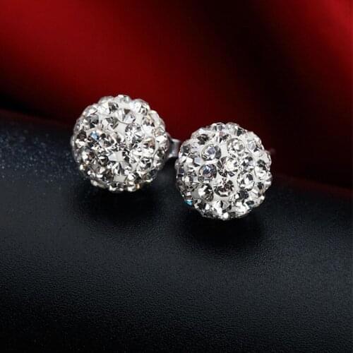 2019 New Stainless Steel Earrings Shambhala Shiny Earrings. High Quality Spherical Crystal Female Earring Jewellery
