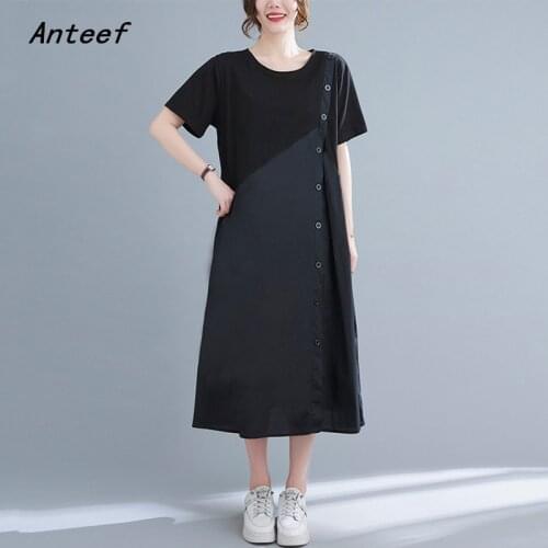 Short sleeve cotton vintage dresses for women casual loose long woman summer dress elegant clothes 2021
