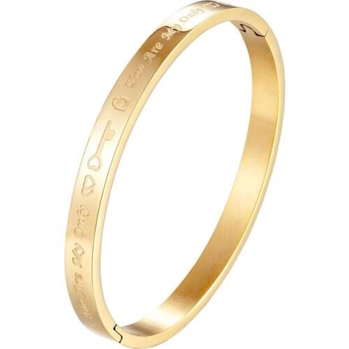 You Are My Only Love Bangle For Women And Children Top Quality Stainless Steel Key And Lock Pattern Gift Parent-Child Bracelet