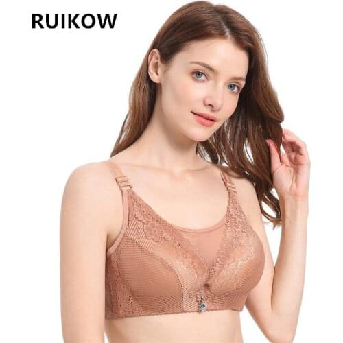 2021 New Arrival Womens Push Up Large Size Thin Bra Sexy Soft Wirefree Padded Embroidery Brassiere Female Plus Size Underwear