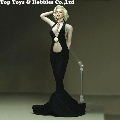 1/6 sexy girl Black evening Dress Necklace Clothing for Marilyn Monroe head fit 12" TBLeague Phicen Big Bust Female Body Toy