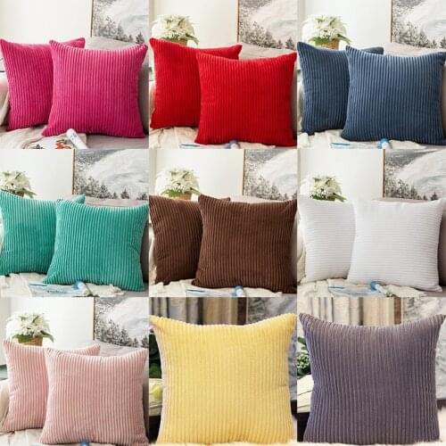 Striped Corduroy Decorative Cushion Home Decor Sofa Pillowcase Pure Color Soft Car Home Office Throw Pillowcases 45x45cm 1pc