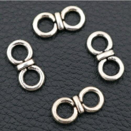 WKOUD 20pcs Silver Plated Lucky *8* Word Style Charms Metal Connector DIY Bracelet Earrings Handmade Jewelry Findings 19*10mm