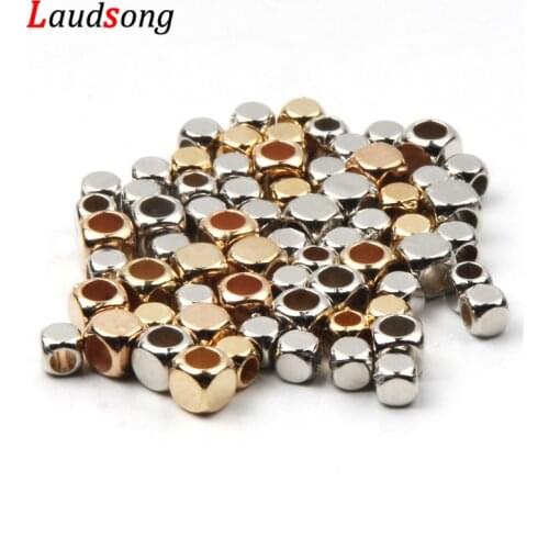 200-400pcs 4mm 5mm Gold/Silver Color CCB Plastic Acrylic Beads Square Spacer Beads For Jewelry Making DIY Necklace Bracelet