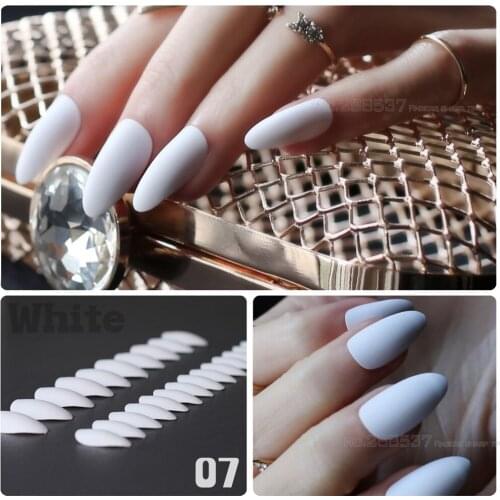 Pure colour New mountain peak Designs white Artificial nail Fashion Full Nail Tips Stiletto Noble Matte False nails 24pcs