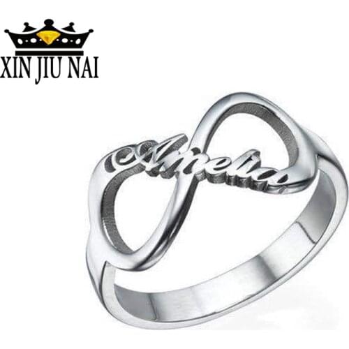 925 anillos silver Princess Engagement Rings for Women Girls Trendy Infinity Symbol Amelia Letter Rings Silver Color Jewelry