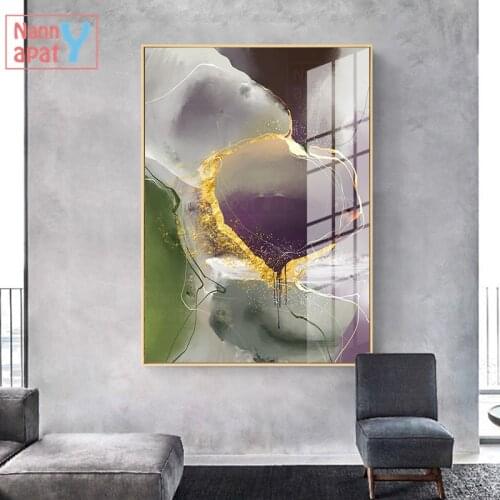 Gold Foil Abstract Painting Contemporary Art Museum Style Wall Art Posters and Prints Modern Living Room Home Decoration
