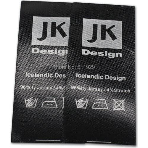 Free Shipping Customized garment black labels with silver text/washing labels woven&printed labels/care labels 1000 pcs a lot