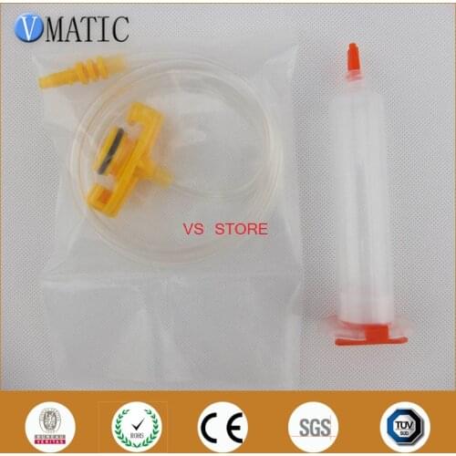 Free Shipping Plastic Dispenser Pneumatic Syringe With 55cc/ml Adapter Assembly Barrel 10 Sets Glue Dispensing Syringe