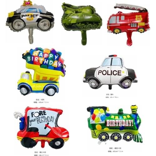Big Toy Car Foil Ballon Kids Baby Shower Boy Tank Plane Ambulance Bus Fire Truck Birthday Party Decoration Train Cars Balloons