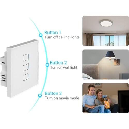 BroadLink TC3 UK 2-Way Wi-Fi Smart Remote Switch for Lighting Control from Anywhere, Easy Installation (No Neutral Required)