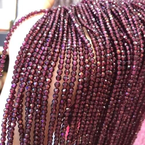 Natural stone Faceted Garnet Beads Loose Beads For jewelry making DIY necklace bracelet accessories Size 3mm Wholesale