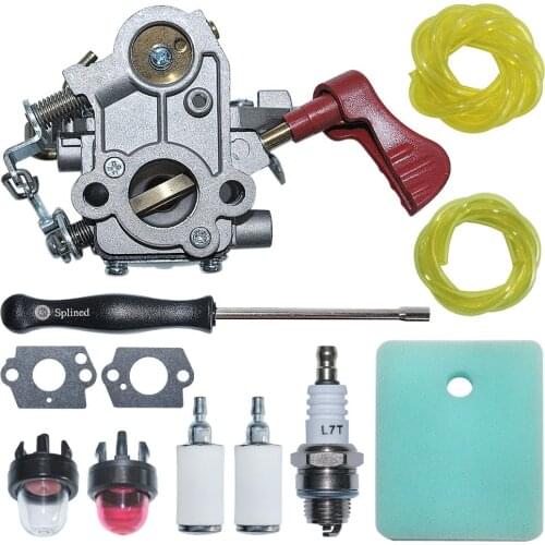 C1M-W44 Carburetor Carb with Air Fuel Filter Line Kit For Craftsman Poulan 33CC PP333 PP330 Gas Trimmer 545008042 ZAMA W44