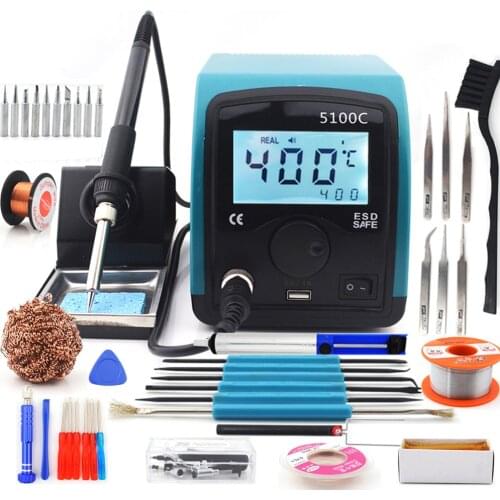 75W LCD Smart lead-free constant temperature digital welding soldering iron soldering station 5100C With USB interface 220V 110V