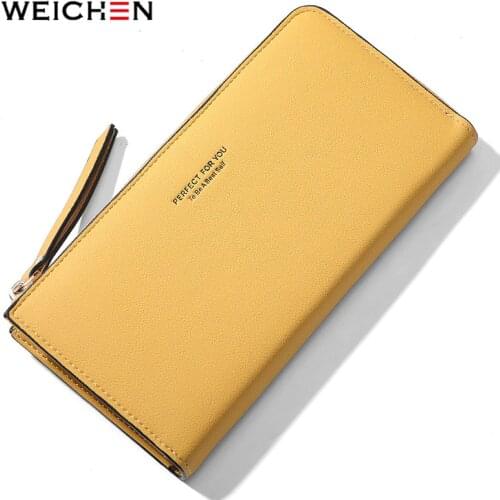 WEICHEN Long Zipper Wallet Women Brand Designer Clutch Purse Card Holder Carteras Cell Phone Portfel Female Wallets Ladies Purse