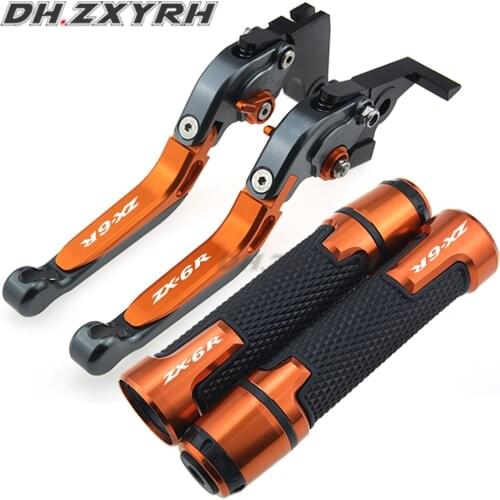 For Kawasaki ZX 6R ZX6R ZX-6R 1995-1999 Motorcycle Adjustable Folding Extendable Brake Clutch Levers Handbar End Grips