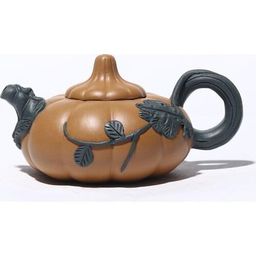 Duanni Two-color Pumpkin Teapot Zisha Teapot Yixing Handmade Pot Kung-fu Teaware Purple Clay Drinkware For Puer Green Black