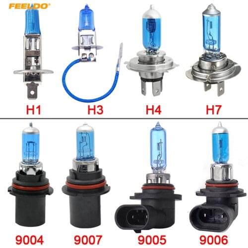 FEELDO 1Pc White H1 H3 H4 H7 H11 9004 9005 9006 9007 Car Headlights Lamp
