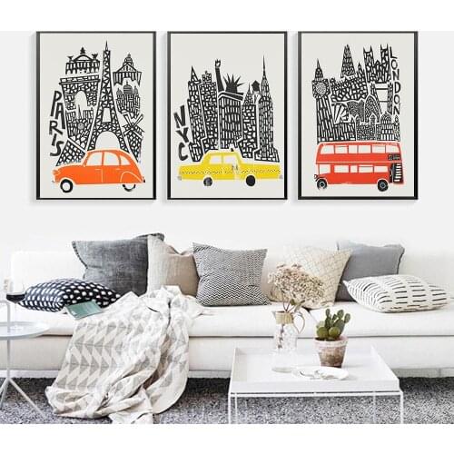City Landscape London Paris New York Poster Nordic Minimalist Wall Art Print Canvas Painting for Living Room Home Cuadros Decor