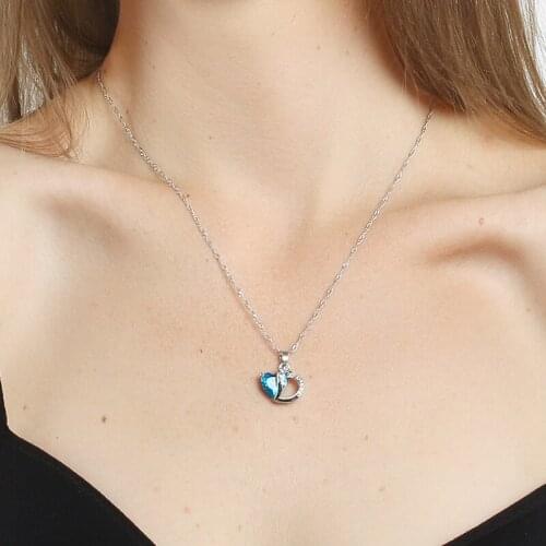 Gothic Women Necklace Clavicle Chains Cute Girl Heart Zircon Crystal Pendant Necklace Gift Couple Necklace Hip Hop Jewelry