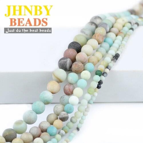 JHNBY AAA Natural Stone Matte Amazonite Stone Scrub Bead 4/6/8/10/12MM Round Ball Loose Beads for Jewelry Making DIY Accessories