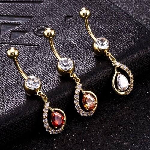 Waterdrop style zircon Crystal Navel Piercing Rings Belly Button Rings Surgical Steel Body Jewelry Belly Piercing Ombligo