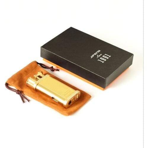 Genuine JIFENG metallic brass personalized retro old wheel portable windproof Cigar gas lighter cigarette accessories