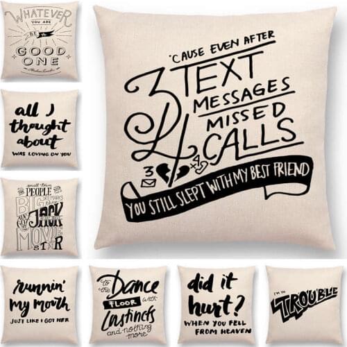 Hot Sale Black And White Decorative Letters Meaningful Saying Warm Words Interesting Short Sentences Cushion Cover Pillow Case