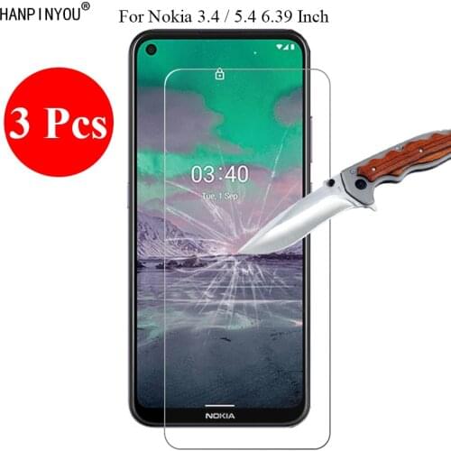 3 Pcs/Lot New 9H 2.5D HD Clear Premium Tempered Glass Screen Protector For Nokia 3.4 6.39" Protective Film + Clean Tools