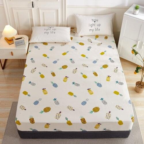 [New product] 1pcs 100%Cotton Printed Fitted Sheet Mattress Cover Four Corners With Elastic Band Bed Sheet