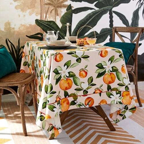 Orange tree handmade party round table cloth cover rectangular cotton tablecloth customizable