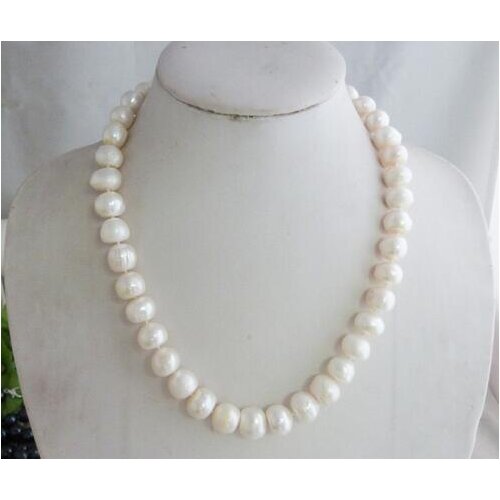 WOW 16 "12-14 MM WHITE FRESH WATER CULTURE PEARLS NECKLACE 50 CM (note / imperfect)
