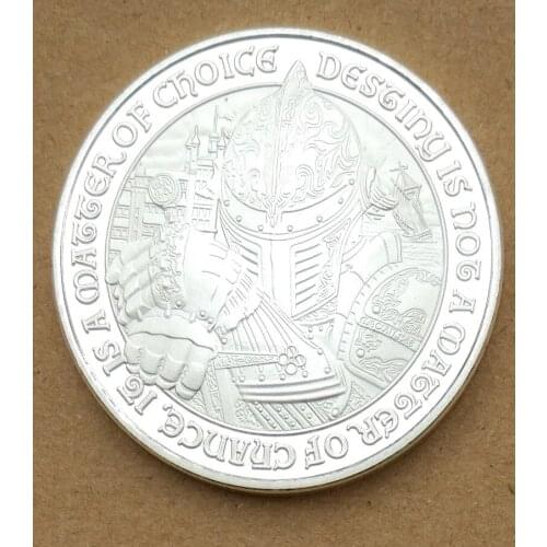 Knight of Destiny Sliver Color Plated Commemorative Coin Badge Medal Souvenir Party Arts Gifts Souvenir