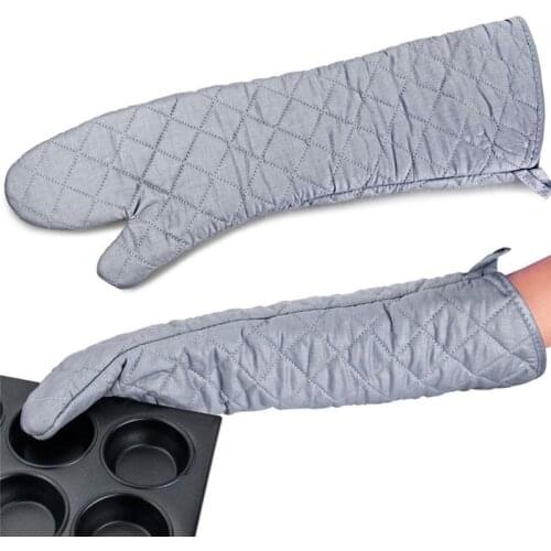 58cm Non-Slip Microwave Oven Gloves Creative Long Mitt Kitchen Glove for BBQ Heat-Resistant Cotton Cooking Barbecue Baking Tools