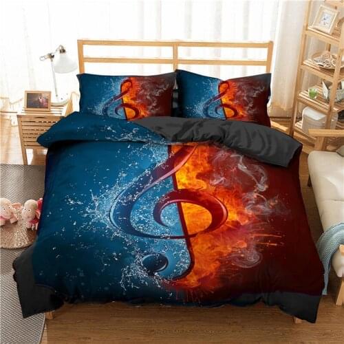 Music Note Bedding Set 3d Printed Home Textiles Cartoon Guitar Pattern Duvet Cover Set Luxury King Queen Single Size Bedclothes