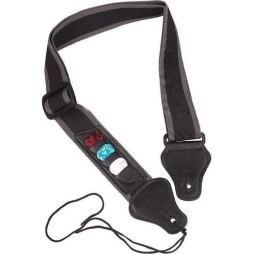 Adjustable Guitar Strap Belt Leather Guitar Strap with 3 Plectrums Guitar Pick Holders Electric Acoustic Bass Guitar Accessories