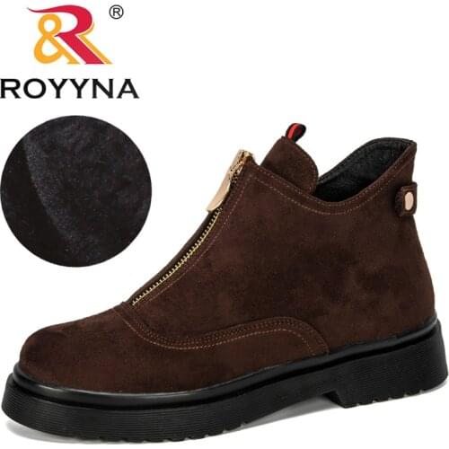 ROYYNA 2019 New Designer Popular Women Winter Boots Classic Zipper Snow Ankle Boots Flock Warm Plush Women Outdoor Shoes Trendy