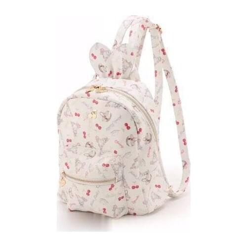 Rabbit Cherry Print Backpack College Style School Bag Diagonal Bag Women Shoulder Bags Kawaii Backpack