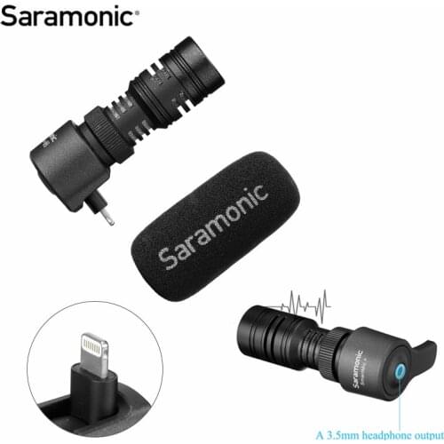 Saramonic SmartMic+/Di/UC TRRS Directional Microphone for iPhone 12 11 Pro Max xiaomi Android Smartphones Video vlog recording