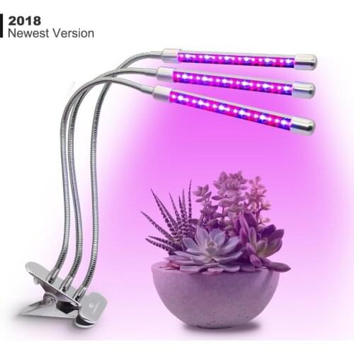 CF Grow Three Head Led Grow Light Clip Base10W 27W 54 LEDs Dimmable Plant Growing Lamp for Office Indoor Greenhouse Plants Herbs