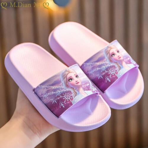 Childrens Slippers Frozen Princess Elsa Slippers EVA Summer Non-slip Flip-flops Childrens Water Shoes Girls Shower Slippers