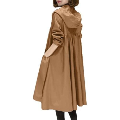 2021 Spring Autumn Womens Trench Coat New Mid-Length Over-The-Knee Thin Windbreaker Coat Loose Large Size 4XL Female Outerwear