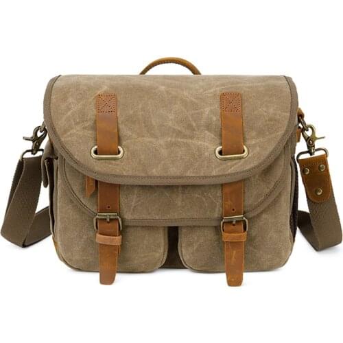 Vintage Waterproof Batik Canvas Camera Shoulder Bag Shockproof DSLR Messenger Bag Photography Crossbody Carry Case