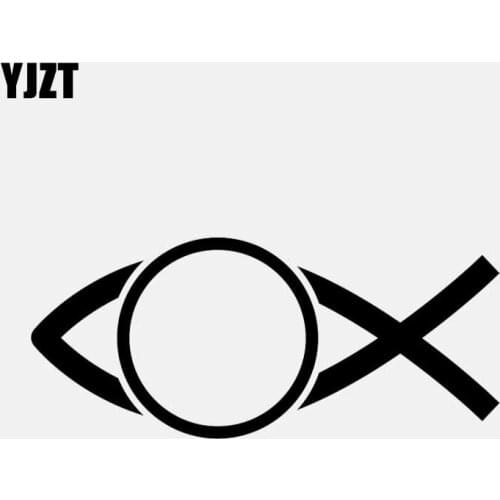YJZT 13CM*5.6CM Christian Fish Eye Car Sticker Vinyl Decal Black/Silver C3-1379