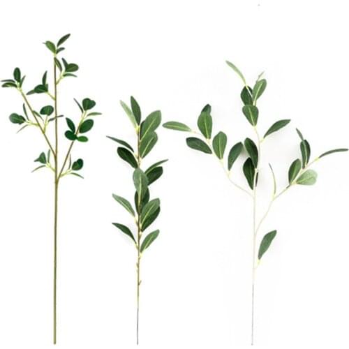 Green Artificial Rhododendron leaves silk Long Stem Fake Plants for Home Store Wedding Jungle Party Decoration Faux Foliage