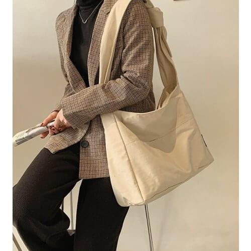 Large capacity canvas bag, 2021 New fashion casual cross-body bag, Student one-shoulder bucket bag