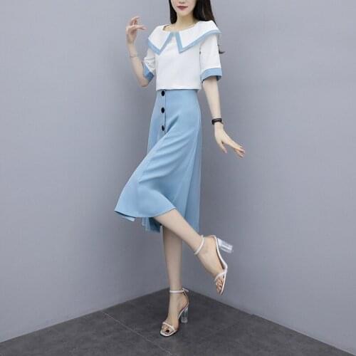 Ladies suit spring and autumn new casual fashion solid color temperament lapel slim skirt two-piece suit
