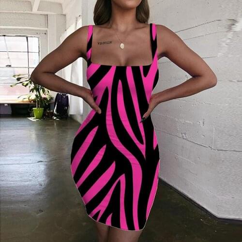 KYKU Brand Zebra Dress Women Stripe Sundress Gradient Halter Sleeveless Art Bodycon Dress Womens Clothing Summer Beach Boho