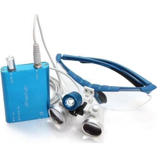 2.5X420mm Oral and dental magnifier Loupes Binocular Galileo Magnifiers Lens Glasses magnifier with LED head lamp