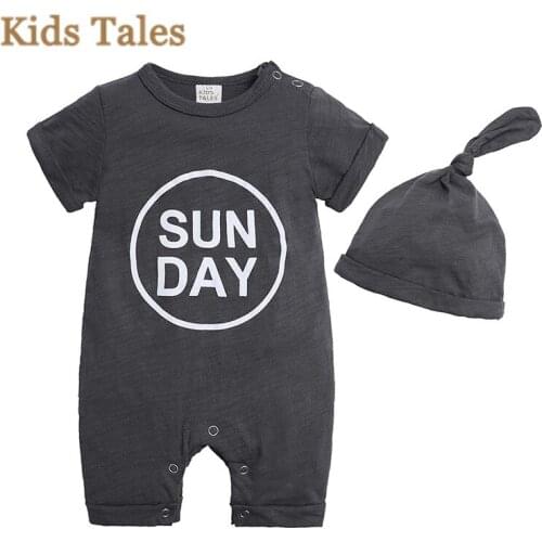 PQ118 New summer Baby Rompers Cute letter rompers with hat 2pcs Infant Girls Boys jumpsuits Kids Baby Outfits Clothes